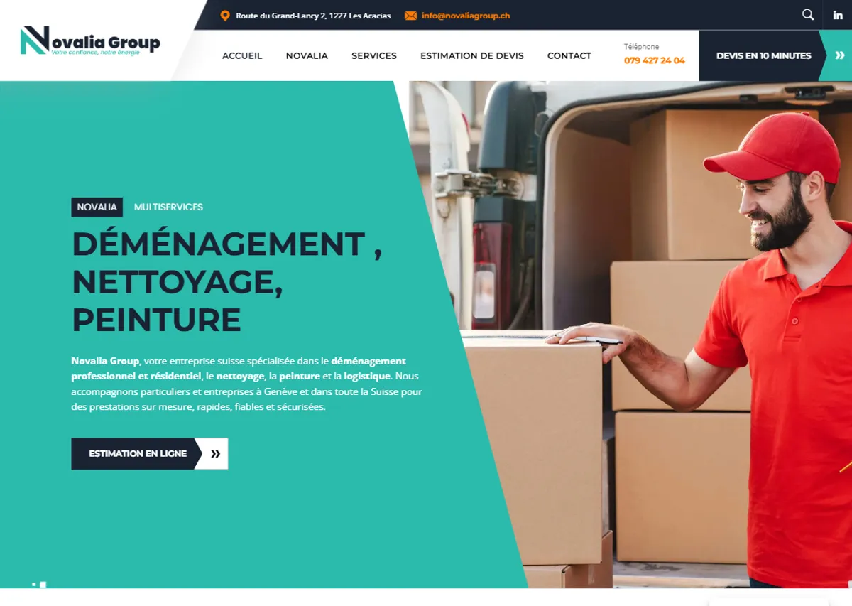 Novalia Group - Site WordPress sur-mesure déménagement Genève