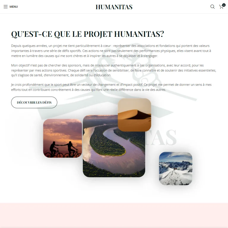 Projethumanitas.ch — page à propos, présentation du projet solidaire et des associations partenaires