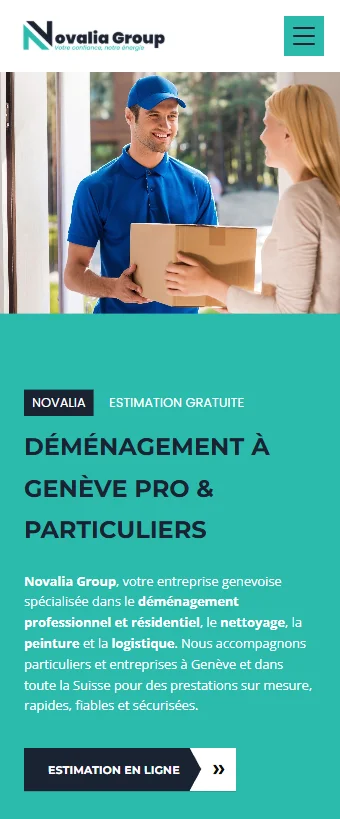 Novaliagroup.ch — version mobile, devis déménagement en ligne Genève