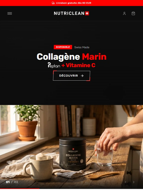 NutriClean — version tablette, design responsive Shopify Hydrogen